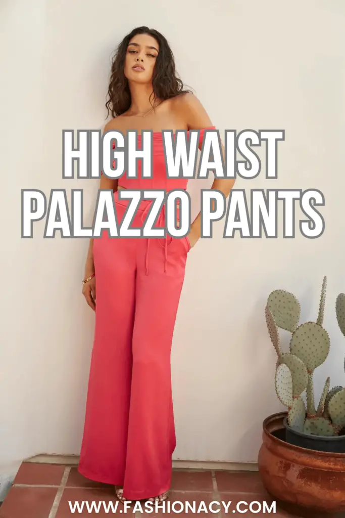 High Waist Palazzo Pants Outfit Casual, Summer