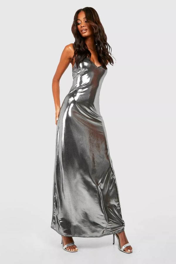 Silver Metallic Dress Outfits