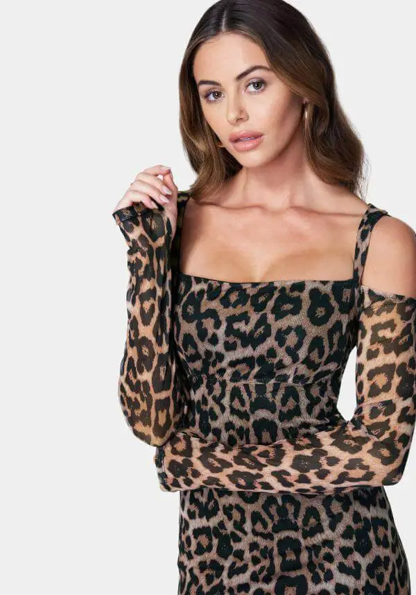Leopard Print Bodycon Dress Long Sleeve