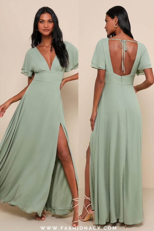 Backless Summer Dress With Sleeves