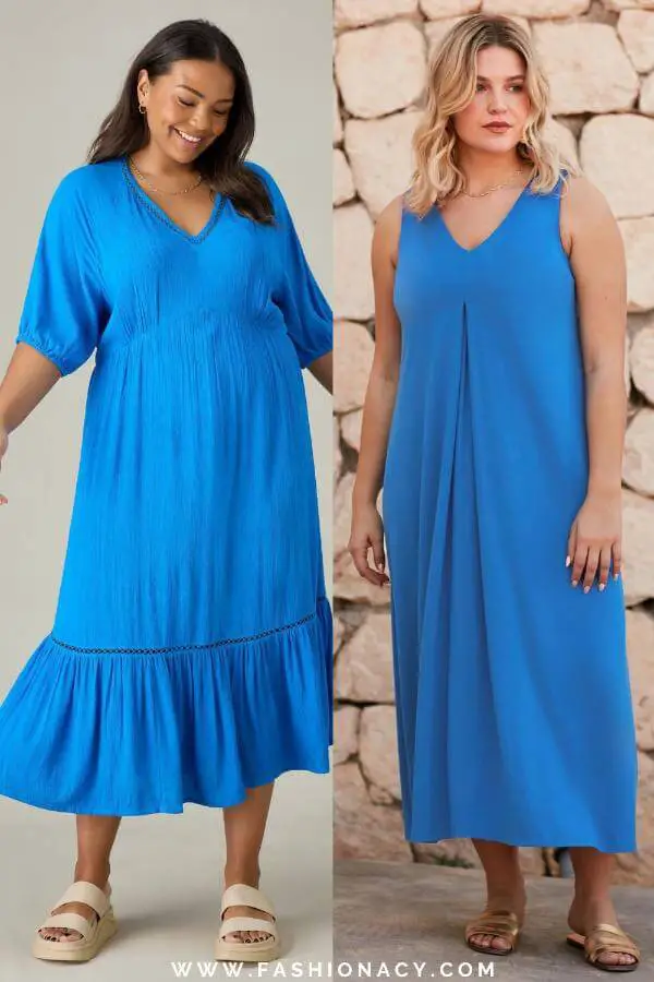 Blue Summer Dresses Plus Size