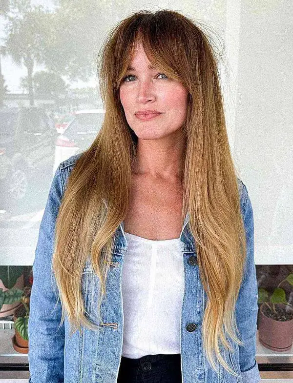 Long Hairstyle With Bangs For Women Over 50