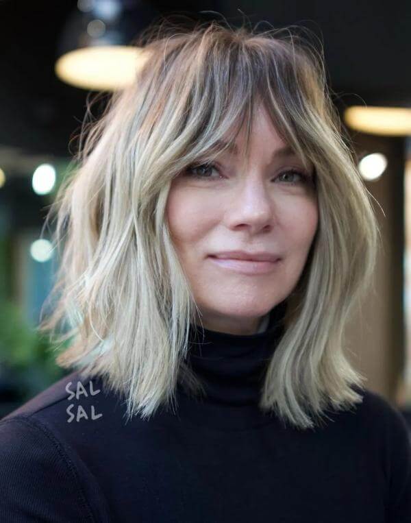 Medium Hair Style With Bangs For Women Over 50