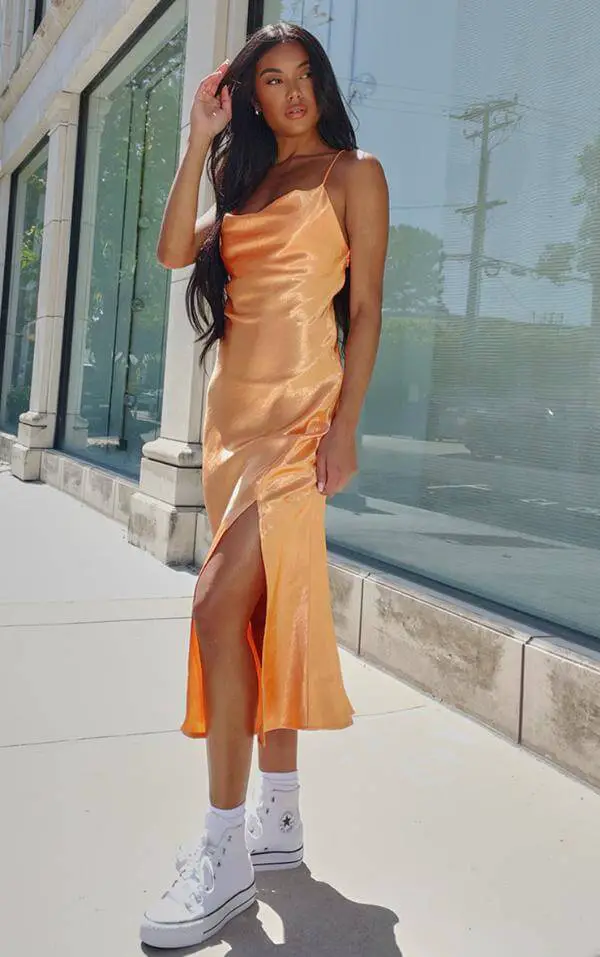 Orange Summer Dress Outfit Street Style
