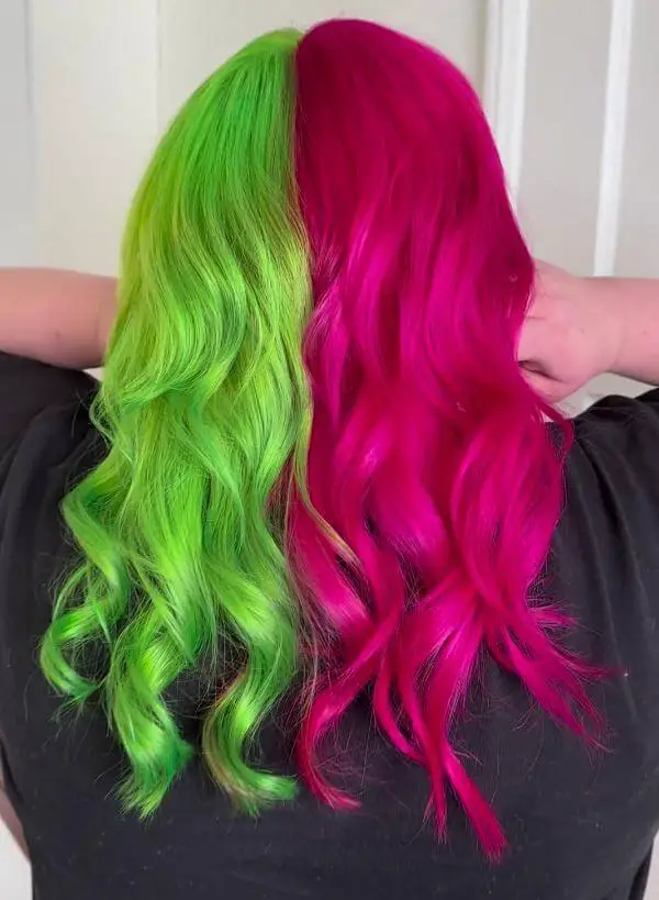 Pink and Green Hair Split