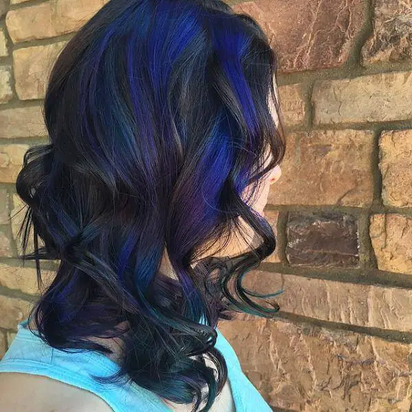 Blue Highlights Curly Hair