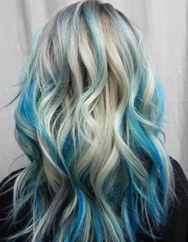 Blue Highlights in Blonde Hair