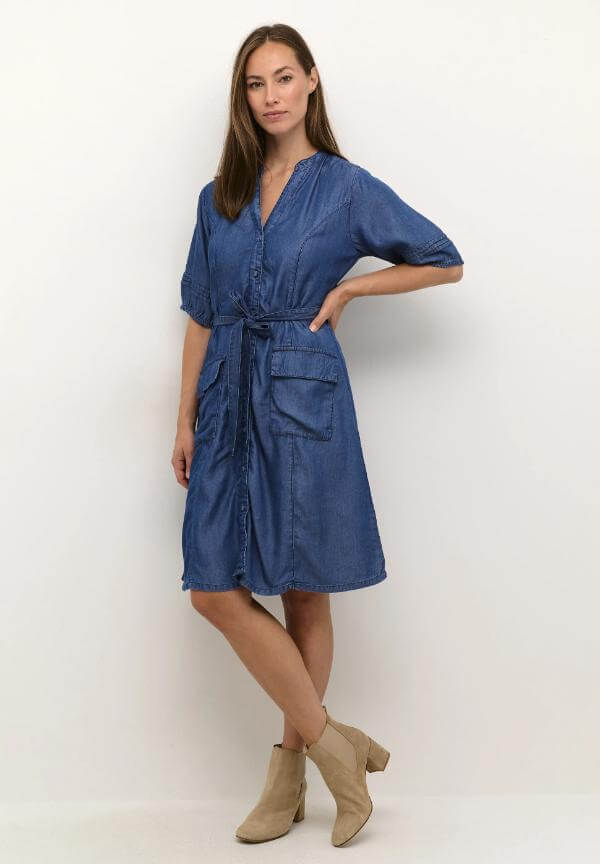 Denim Dress With Boots