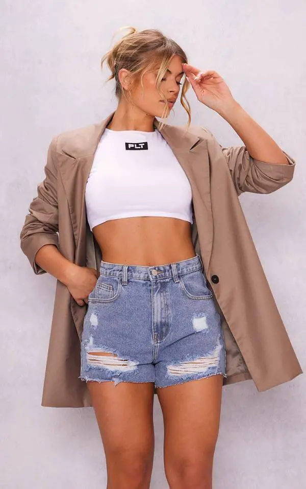 Distressed Denim Shorts Outfit