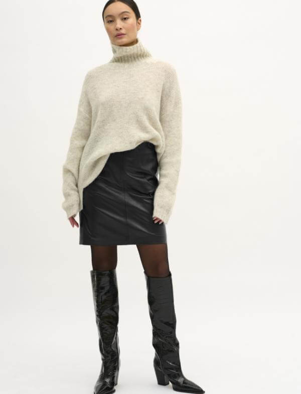 Leather Skirt With Sweater