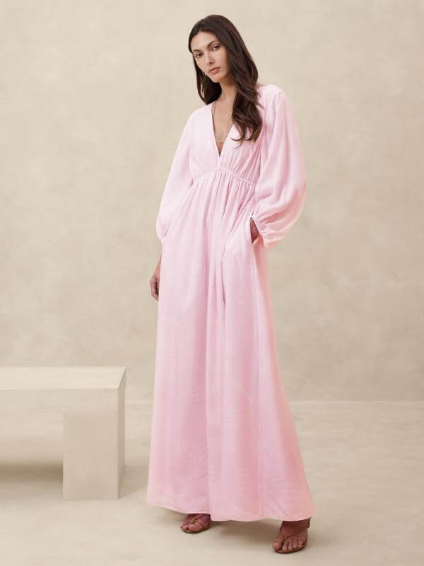 Long Silk Dress With Sleeves