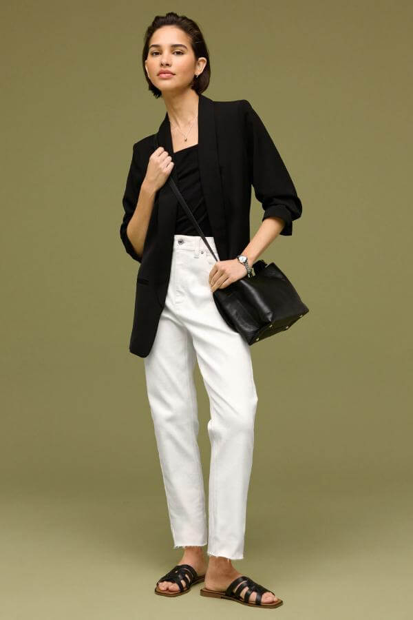 White Jeans and Blazer Outfit